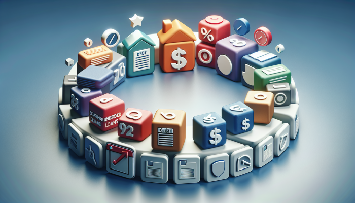 Debt Consolidation: Effective Strategies for Negotiating with Creditors | DCL A financial chart showing various debt consolidation loans, secured and unsecured, with different colors indicating interest rates and risks.