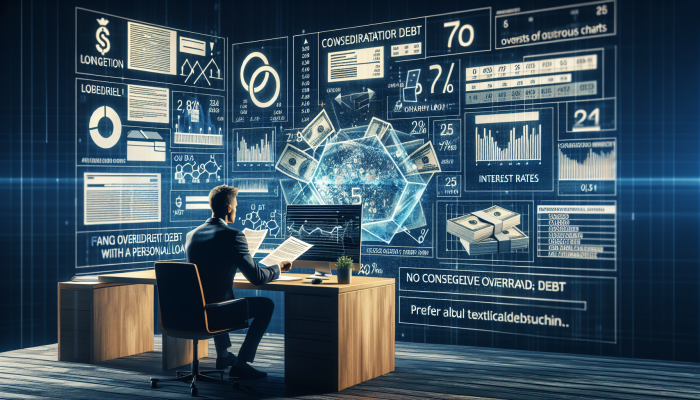 Debt Consolidation Loans for Overdraft Debt: Your UK Solution | DCL Individual evaluating loan documents and financial charts at a desk, examining interest rates for debt consolidation.