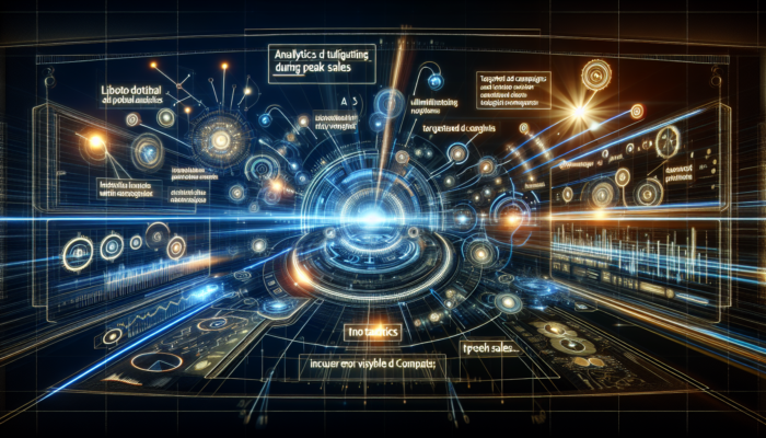 Futuristic dashboard of Bing Places for Business showcasing Bing Ads, analytics, and targeted campaigns during peak sales.