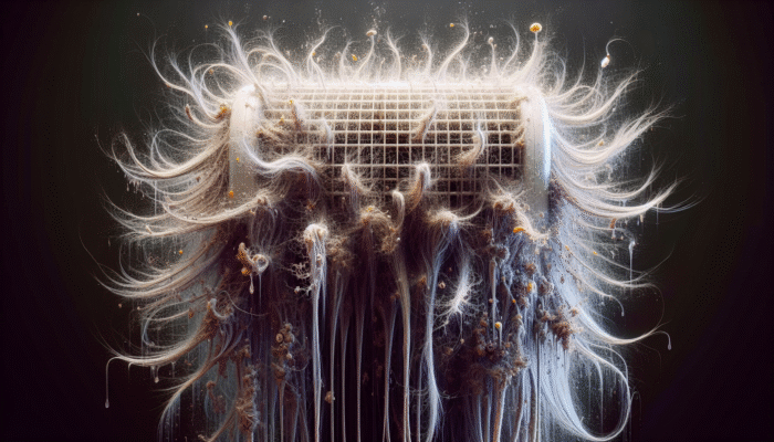 Understanding How Heating Systems Affect Hair Vitality: Hair strands drying and frizzing due to the heater's low-humidity effect.