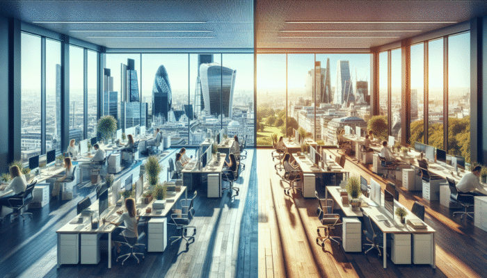 Comparison of office clearance costs in central London versus a tranquil rural office.