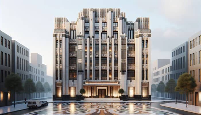 Art Deco building in London featuring terrazzo flooring, illustrating its transformation from luxury to contemporary adaptability.