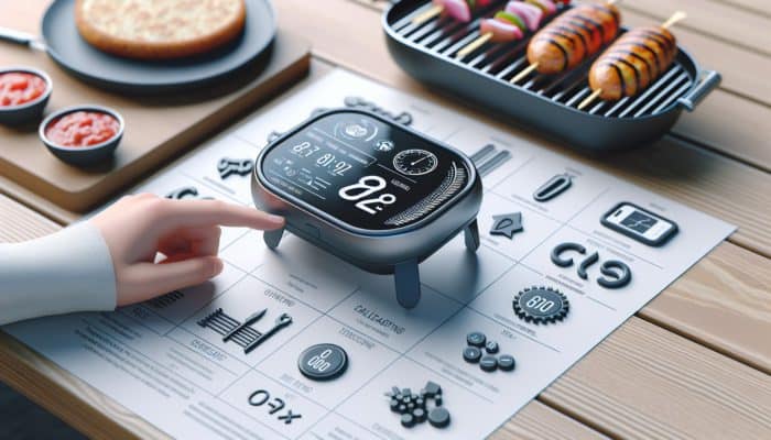 A user-friendly grill timer featuring a large display and intuitive buttons, designed for easy setup and portability.