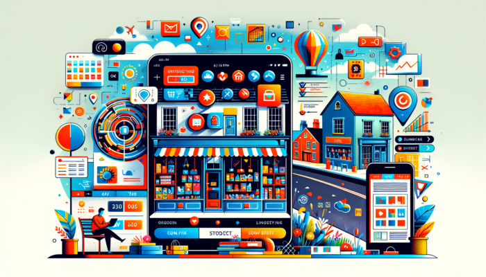 Illustration of an intuitive online store interface on a smartphone and laptop in Barnstaple, featuring user-friendly menus, distinct categories, and a satisfied customer browsing.