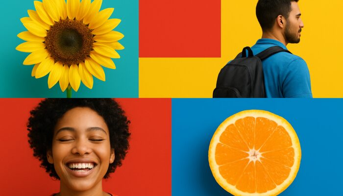 Dynamic digital layout featuring colourful images and bold text intertwined to elevate viewer engagement.