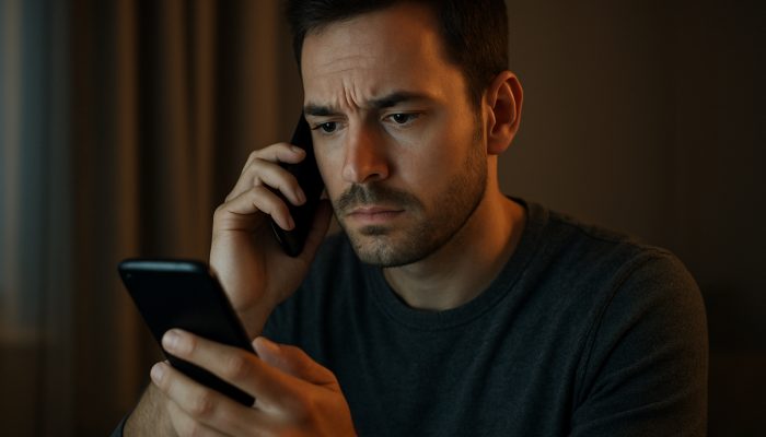 Person verifies bank call by dialing official number, disregarding spoofed caller ID on phone screen