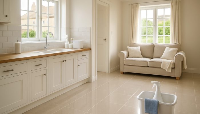 Immaculately cleaned British cottage interior in Milborne Port following end of tenancy cleaning with shining floors.