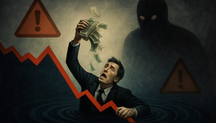 Investor overwhelmed by financial losses while pouring money into falling stock charts