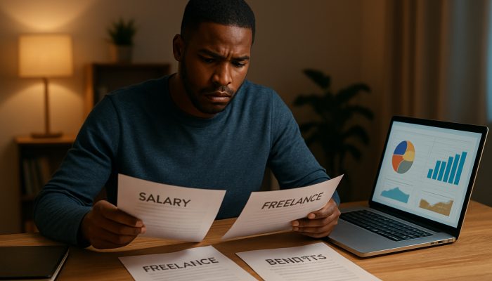 Resetting Your Budget After Overspending: Practical Steps | DCL Diligent individual reviewing salary, freelance payslips, and budget charts on laptop in home office